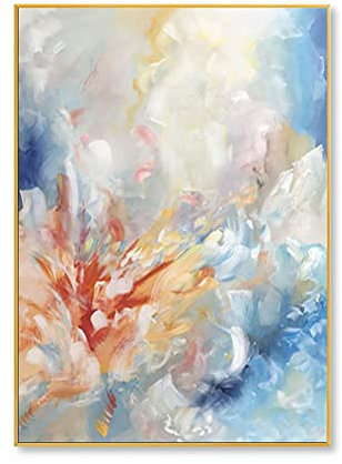 LCDIUDIU Acrylbilder, Bunte Textur Floral Impressionismus Abstrakt Modern Original Handgemalte Ölgemälde Auf Leinwand Für Familienwand Wohnzimmer Esszimmer Home Art Decor,90X130Cm(36X52Inch)