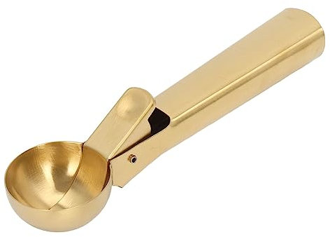 Cuillère à Crème Glacée en Acier Inoxydable Aramox avec Gâchette, Cuillère à Boule de Crème Glacée Résistante au Lave-vaisselle pour Poivre de Fruits (Or)