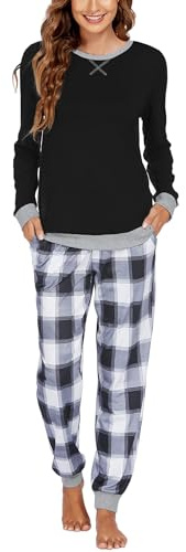 Ekouaer Pigiama Donna Invernale Lungo Set 2 Pezzi Tuta da Casa PAT16 XL