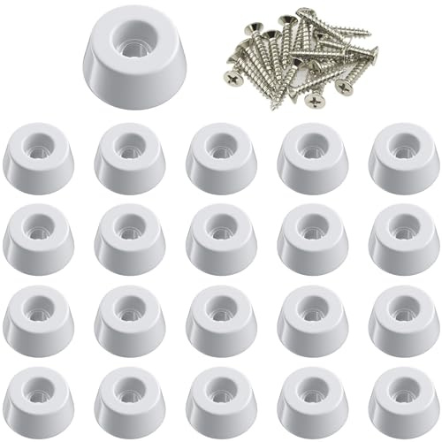 20 PCS White Rubber Feet Pads with Screws for Funitures (22_x_18_x_10_mm)