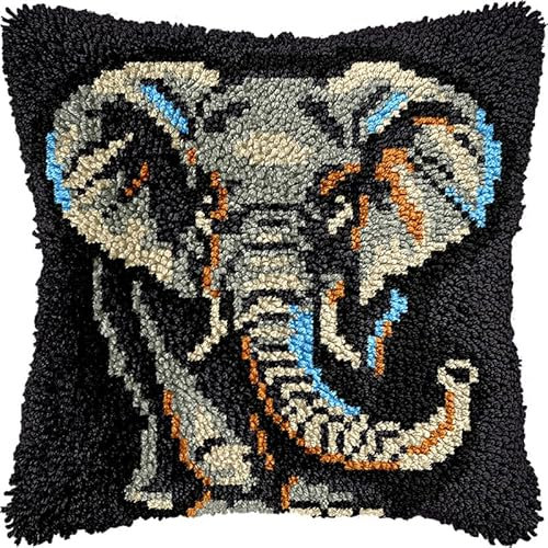 Taxpy Knüpfkissen Set, Latch Hook Kissen Kit für Anfänger Erwachsene zum Selber Knüpfen, DIY Knüpfteppich Knüpfpackung, Kissen Selber Knüpfen Set, 43x43cm（Tierbild,D）
