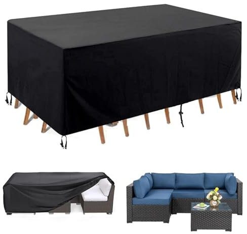 Leju Art Gartenmöbel Abdeckung Alle Größen Schutzhülle für Gartentisch 420D Oxford Polyester Wetterfest Abdeckhaube für Gartenmöbel und Rechteckige Sitzgarnituren-150x50x60cm(LxBxH)-Schwarz
