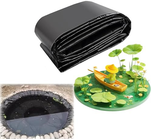 Yidelchon 3x5m Teichplane HDPE Teichfolie 0.2mm Stärke Teichfolien Teichmembran Dichtungsfolie Für Schwimmteich Koiteich Bachläufe Wasserfälle 2x3m 4x6m 1x1m 12x12m(Size:8x8m)