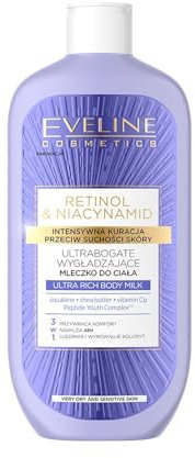 Eveline Cosmetics Lait pour le corps ultra riche avec rétinol et niacinamide - Soin hydratant intense et lotion pour le corps rajeunissant