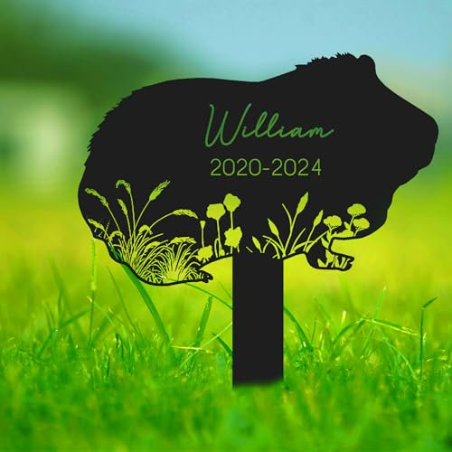 CSstone Personalised Guinea Pig Memorial Stake, Custom Guinea Pig Grave Markers, Sympathy Gift for Pet Lovers, Loss Pet Gift, Custom Guinea Pig Name Sign Memorial Plaque for Garden Decor (A)