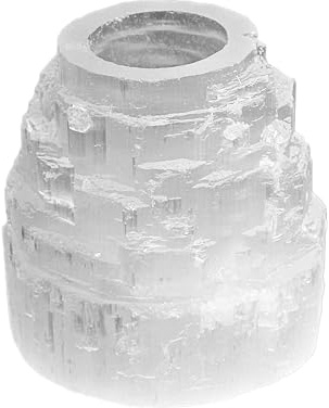 NKlaus Selenita Selenite Lamp 10 cm Torre Portavelas Piedra Natural 1 Pieza
