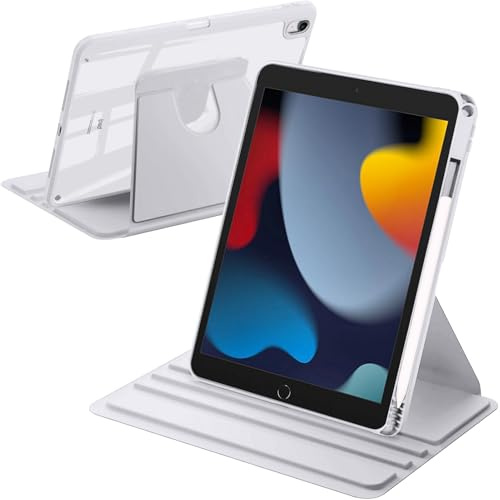 A-BEAUTY Custodia Rotante Compatibile con iPad 9a/8a/7a Generazione 10,2 2021/2020/2019 / iPad Air 10.5 (3a Generazione 2019) / iPad Pro 10,5 Pollici 2017, Argento