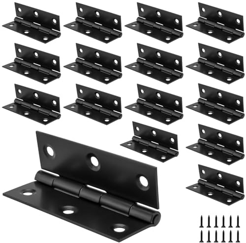 KOHAND 20 PCS 3 Inch Black Door Hinges, Stainless Steel Door Hinges Black Ball Bearing Hinges with Screw for Wooden Door Windows Cabinets 75x50mm