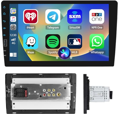Fuluku 1 Din Aufrüstung Autoradio mit 9 Touchscreen mit Carplay | Radio mit Android Auto Bluetooth USB EQ FM AM SWC Mic Rückfahrkamera