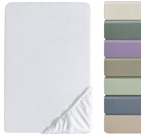SOULFUL Satin Spannbettlaken 180x200cm Baumwolle, 100% Langstapelige Baumwolle Bettlaken Spannbettlaken bis 25cm Matratzenhöhe für Allergiker Geeignet, Oeko-Tex Zertifiziert-Weiß