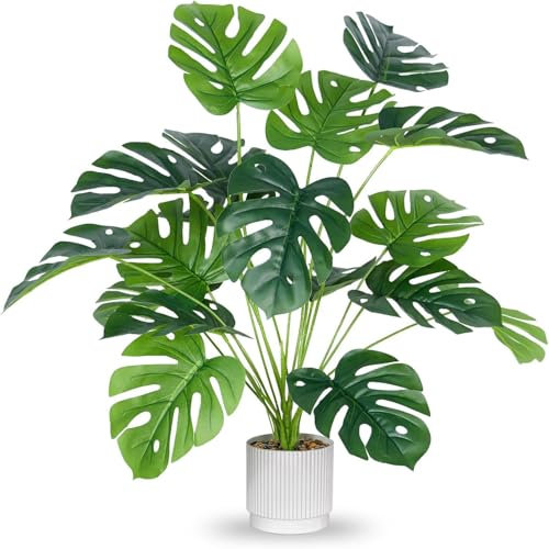 Laelfe 71 cm Pianta Finta da Interno Monstera - 18 Foglie Monstera Pianta Finta di Palma Tropicale Artificiale Per Decorazione Interna Esterna di Casa, Ufficio, Giardino, Soggiorno
