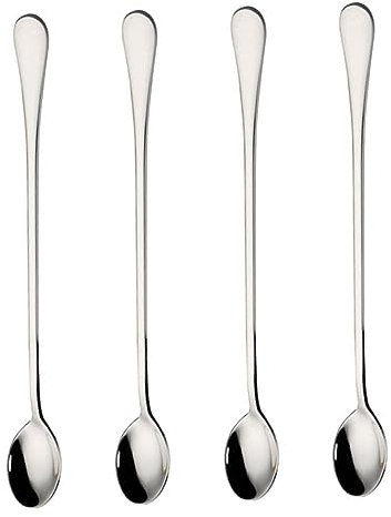 CLISPEED 4pcs Handle Mixing Spoon for Home Bar Use Creative Design for Cocktails and Syrups Tableware Silver Finish