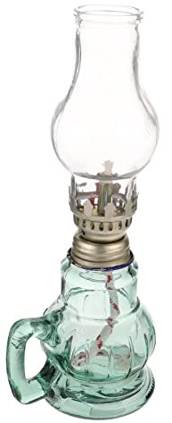 OUNONA Glas Petroleumlampe Vintage Tischlampe Verstellbar Winddicht Glasmaterial Für Wohnzimmer Schlafzimmer Und Tempel