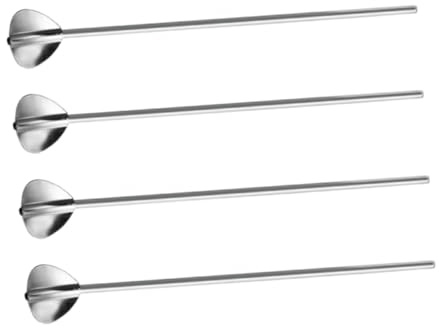 EPIGEIST 4 Piezas Cuchara De Paja De Acero Inoxidable Cucharas De Postre Para Mezclar Suministros Hogar Duradera Fácil De Usar Para Batidos y Postres