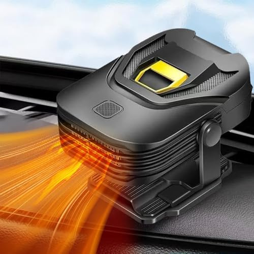 Mupkvy Chauffage de Voiture - Dégivreur Portable amélioré pour Pare-Brise 12V 150W Chauffage Rapide 2 en 1 et Ventilateur de Refroidissement avec Base pivotante à 360° Compatible avec Les véhicules