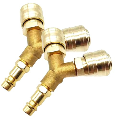 2 Pcs Distributeur d'Air Comprimé 2 Voies, Raccord Rapide Air Comprimé 1/4 Pouce, Distributeur en Y Laiton avec Filetage Externe, Raccord en T pour Air Comprimé, Accessoire Compresseur à Air