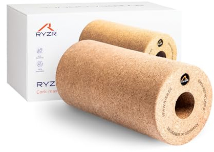RYZR Ecoroll – Kork Faszienrolle 30×15 cm mit Leichtbau-Griffloch | Nachhaltiger portugiesischer Naturkork | Antibakteriell, schadstofffrei & hautfreundlich | Für Rücken, Beine, Sport & Therapie