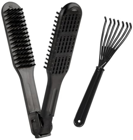 1 Peine Para El Cabello Y 1 Garra De Limpieza, Cabello Liso Y Peine Para El Cabello Liso, Cepillo Para El Cabello Liso De Doble Cara, Peine Para El Cabello Rizado De Melena (Negro).