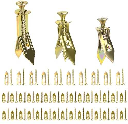 80 Pcs Heavy Duty Plasterboard Fixings Heavy Duty Self Drilling Anchor Screws, Self Drilling Drywall Anchors with Screws Kit, Metal Wall Plugs and Screwsset for Plaster Board Wall Fixings(40 + 40)