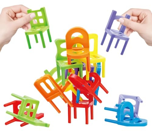 Staplingsstol spel för barn, interaktivt färgglatt stapelspel skicklighetsspel, stapelstol balanstorn spel, för familjeälskare, vuxna, flickor, barn och tonåringar