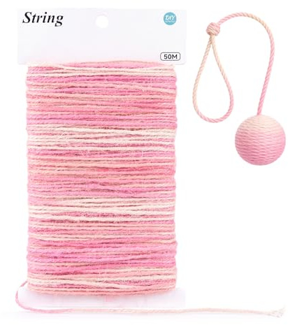 G2PLUS Spago di Iuta Naturale Sfumata：2mm Corda di Iuta Rosa,50m Cordino Giardinaggio per Decorazioni Fai da Te,Uncinetto,Giardinaggio,Confezioni Regalo e Artigianato