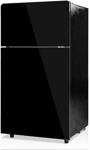 Réfrigérateur compact 72 L avec congélateur 2 étoiles, froid direct, thermostat 7 niveaux, éclairage LED intérieur, étagères en verre ajustables, tiroir légumes,faible bruit 39 dB,120 kWh/an (Noir)