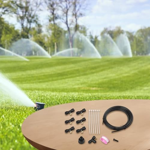 Système de refroidissement à brume basse pression 15 m/10 m/8 m/6 m pour jardin extérieur Kit d'irrigation goutte à goutte avec buses de pulvérisation et tubes pour utilisation sur terrasse et