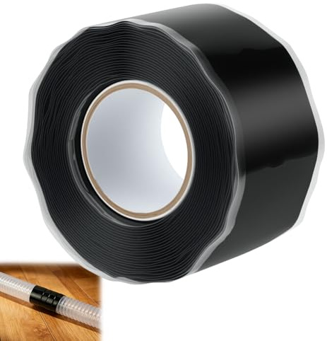 NUTKIT Selbstverschweißendes Silikonband, 1 Rolle 3m x25mm x0,5mm Schwarz | Reparaturband, Wasserdicht Isolierband und Dichtungsband, Reparatur Klebeband für Rohre, Kabelwicklung Werkzeugbefestigung