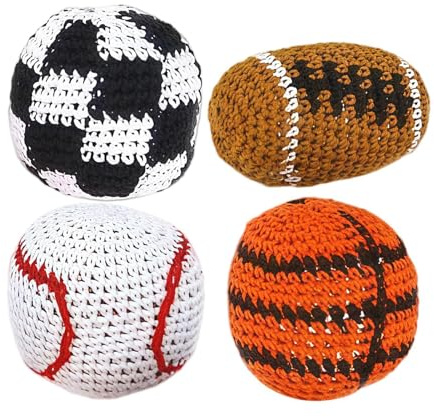 Roliga Footbag-bollar | 4 Stycken Portabla Färgglada | Footbag-jongleringsbollar,Lämplig för Nybörjare och Vuxna, Fester, Familjeträffar, Innergård, Bakgård, Gräsmatta, Park och