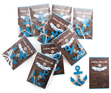 Logbuch-Verlag 10 kleine Gäste Geschenke Anker SCHÖN DASS DU DA BIST Team Kollegen Fest Geburtstag Hochzeit Symbol