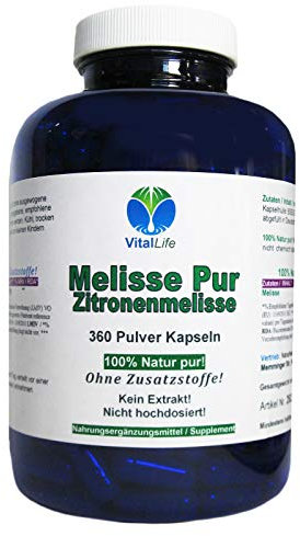Melisse Zitronenmelisse 360 Kapseln NERVENKRAUT FRAUENWOHL HERZTROST Beruhigend, stimmungsstabilisierend, entspannend bei innerer UNRUHE. 100% NATUR PUR - OHNE Zusatzstoffe! 26330-360