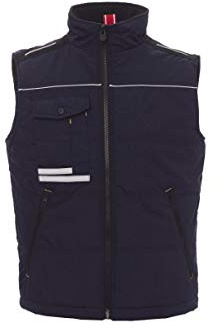 PAYPER Azua 2.0 Gilet da Lavoro Unisex Uomo Donna Poliestere Retro Sagomato Tasche Esterne Chiusura Zip Porta Smartphone Bande Reflex Interno Imbottitura Taglie Forti (Blu Navy, 5XL)
