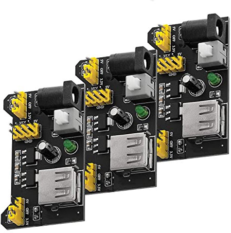 AZDelivery Compatible with MB-102 Breadboard Power Supply Module 3.3V 5V 700mA Adapter for Solderless Breadboard MB102 compatible with Arduino Including E-Book! (Pack of 3)
