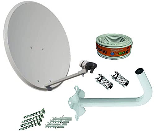 Kit Antena parabólica 60cm Tecnovoz + Soporte Pared + Rollo 20m TELEVES + LNB Universal