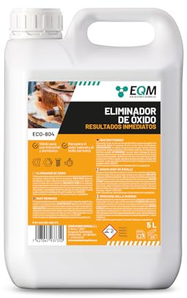 EQM - ECO-804 - Eliminador de Óxido Profesional - 5L - Remueve el óxido Completamente - Recupera el Color Original del Metal - Efecto inmediato