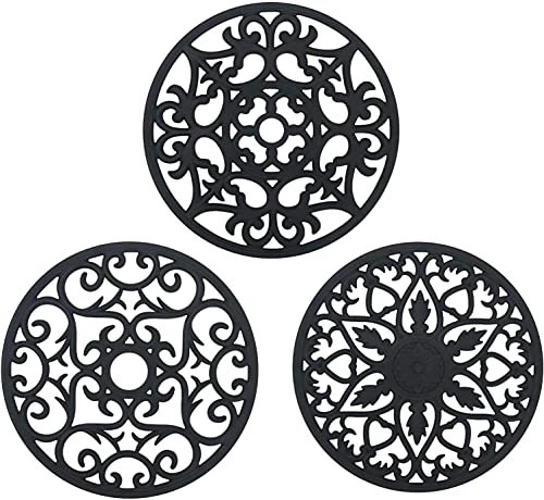 flintronic Dessous de Plat Silicone, 3PCS Anti-dérapant Anti-Chaleur 250 °C Multifonction Repose-cuillère Dessous de Verre de Cuisine Tapis de Table pour Cuisine et Salle à Manger