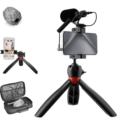 COMICA CVM-VM10-K2 Pro, Handy Video Mikrofon Vlogging Kit für Sony, Canon, Nikon DSLR-Kamera, iPhone, Samsung,für YouTube,TikTok mit Shotgun Mikrofon-Stativ-Telefonhalter-Tragetasche