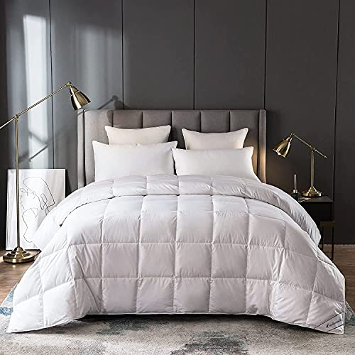 Eastwarmth Lightweigt Goose Down Comforter Blanket Duvet Insert for Summer/Warm Weather, 750 Fill Power Ultra Soft Fabric California/Oversized King White