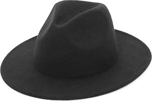 GEMVIE Filzhut Herren Damen Fedora Hut Breite Krempe Panama Bogart Hut M Schwarz