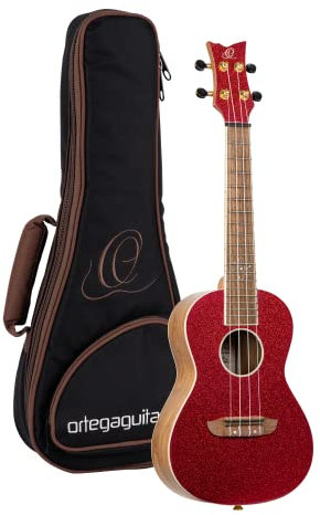 Ortega Guitars Konzert Ukulele Akustisch – Element Series – Inklusive Gigbag – Fichte, Rot (RUEL-MRD)
