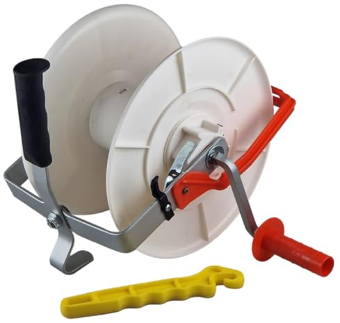 Economy Geared Reel 3:1 Electric Fence Wire Winder, Steel Frame & Crank Arm w/ Wire Guide & Insulated Grip Handle