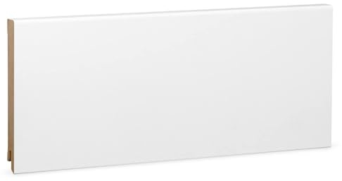 KGM Sockelleiste Modern MDF - Weiß, 2400 x 16 x 120 mm, 1 Stück | Fußleiste, foliert RAL9016, für PVC, Vinyl, Laminat & Parkett, mit Kabelkanal, Clip-Montage, PEFC-zertifiziert