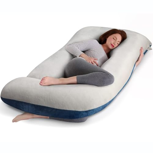 cauzyart Pregnancy Maternity Pillows for Sleeping 55 Inches U-Shape Full Body Pillow Support - for Back, HIPS, Legs, Belly for Pregnant Women with Removable Washable Velvet Cover