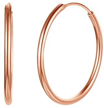 Silvora Creolen Rosegold Damen 30mm, Ohrringe Silber 925 Vergoldet, Hypoallergene Rosegold Ohrringe Kreolen, Hoop Earrings Modeschmuck für Frauen Mädchen