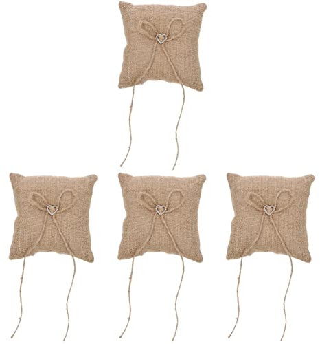 Abaodam 4stücke Ringkissen Hochwertigem Romantisches Ringhalter-Pillow Für Hochzeiten Elegant Mit Strass Und Schleife Für Zeremonien Und Hochzeitsfeiern