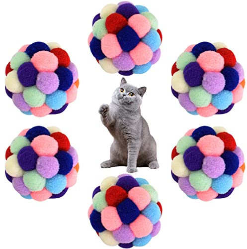 Zimoer 6 Katzenspielzeug Ball, Spielball Katze Soft, Katzenbälle,Katzen Ball, Filzbälle Katze, Filzbälle Bunt,katzenspielzeug Bälle Set-Durchmesser: 4,5 cm