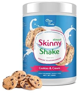 CleanFoods AlmostSkinny Shake Cookies & Cream 600g I Substitut de Repas - Shake Diététique I Saveur biscuit et crémeuse I seulement 55 calories par repas I avec 22 vitamines et minéraux