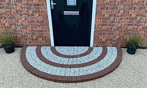 220 cm Semi Circular Front Entrance Paving Kit – Decorative Granite Effect Concrete Blocks for Front Door, Porch & Entrance Landscaping