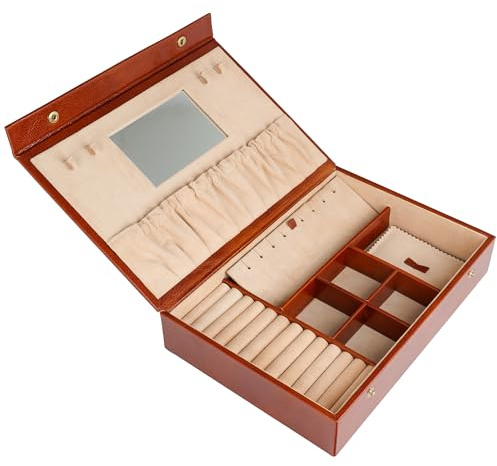 Time Resistance Leder-Schmuckkästchen Vollnarbenleder Schmuck Organizer Aufbewahrung von Accessoires