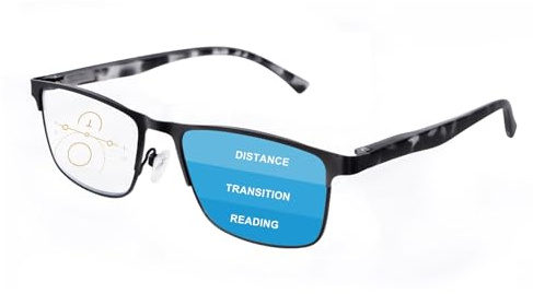 OKH Gafas de Lectura Multifocales Progressive Bloqueo de Luz Azul Para Hombres Lectores de Gafas Rectangulares Bifocales Anti Glare Multi Focus Reading Eyeglasses +2.5